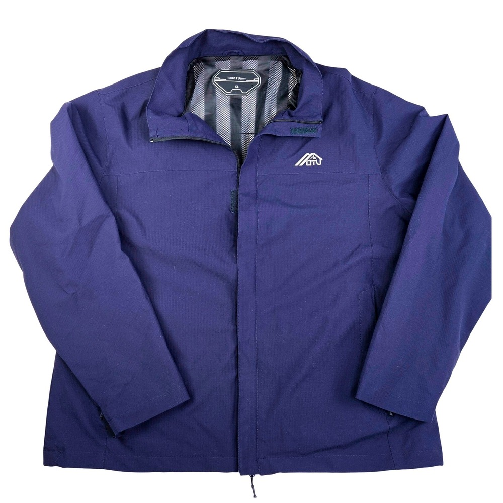 OTU Mens Navy Blue XL Rain Jacket Water Resistant Lightweight Full Zip Outdoor